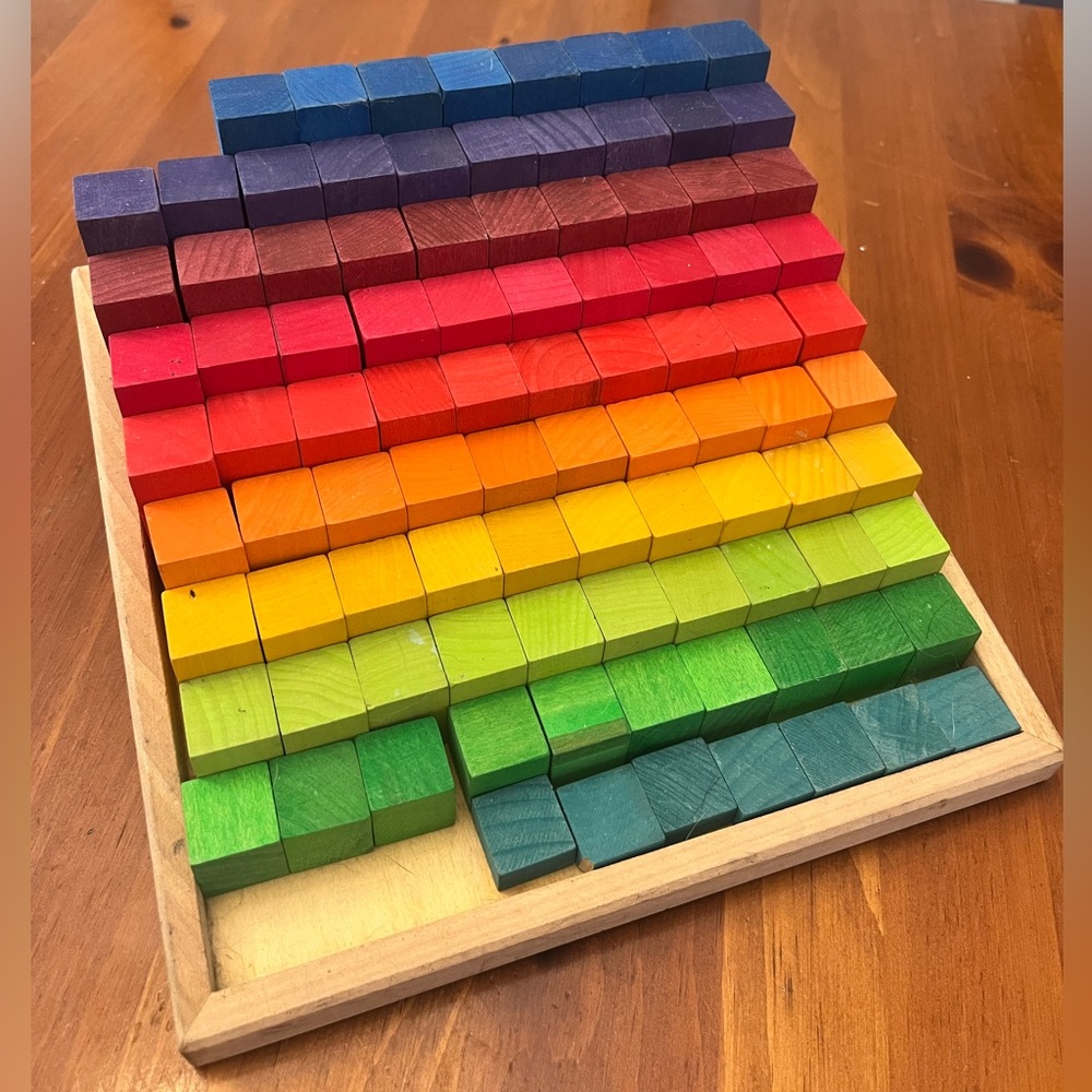 Vibrant Rainbow Wooden Block Set for Kids